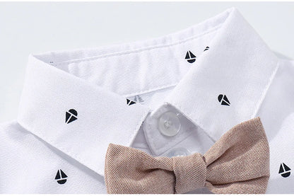 Baby Boys Clothing Suit Gentleman Handsome Romper Bow Set Birthday Festival Gift Jumpsuit Hat Toddler Boys Wedding Outfit Dress