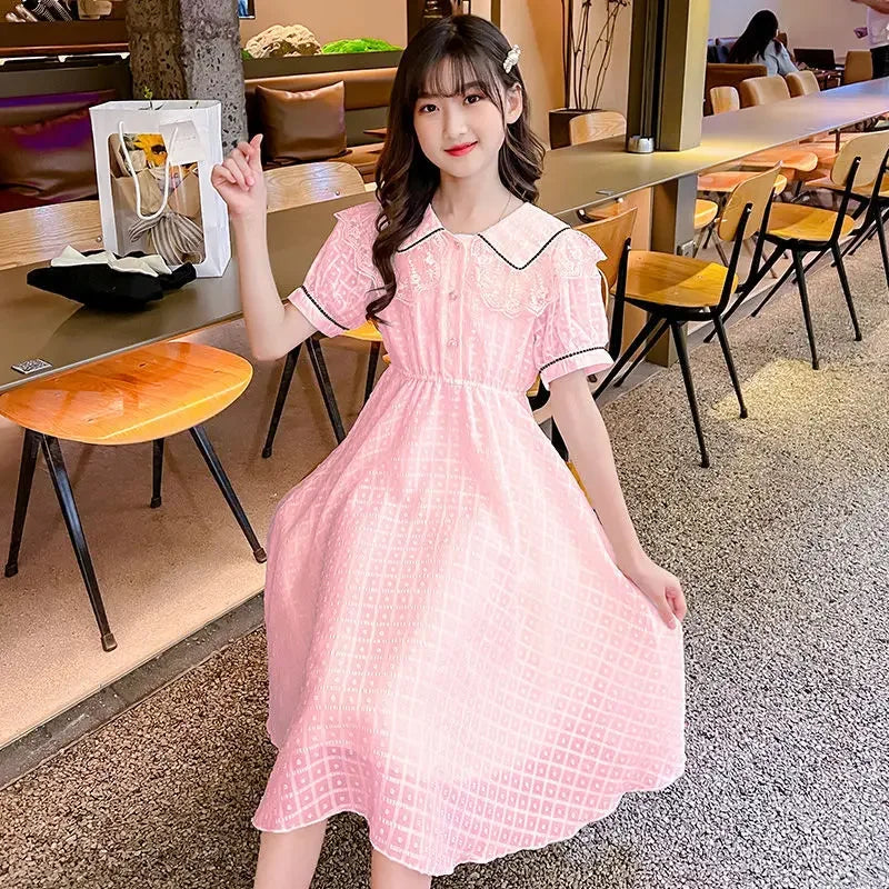 Girls' Dress 2025 Summer New Style Little Girl Princess Dress Stylish Children's Summer Dress