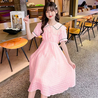 Girls' Dress 2025 Summer New Style Little Girl Princess Dress Stylish Children's Summer Dress