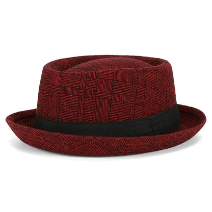 New Autumn and Winter Hats for Men British Retro Jazz Hats Round-Top Small Top Hats Women's Classic Plaid Gentleman-Style Hats