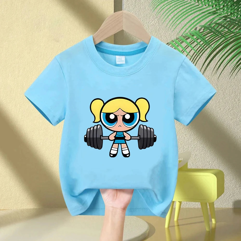Girls Super Powerful Blouse Training Streetwear T-shirt Kids Shirt Academy Fitness T-shirt