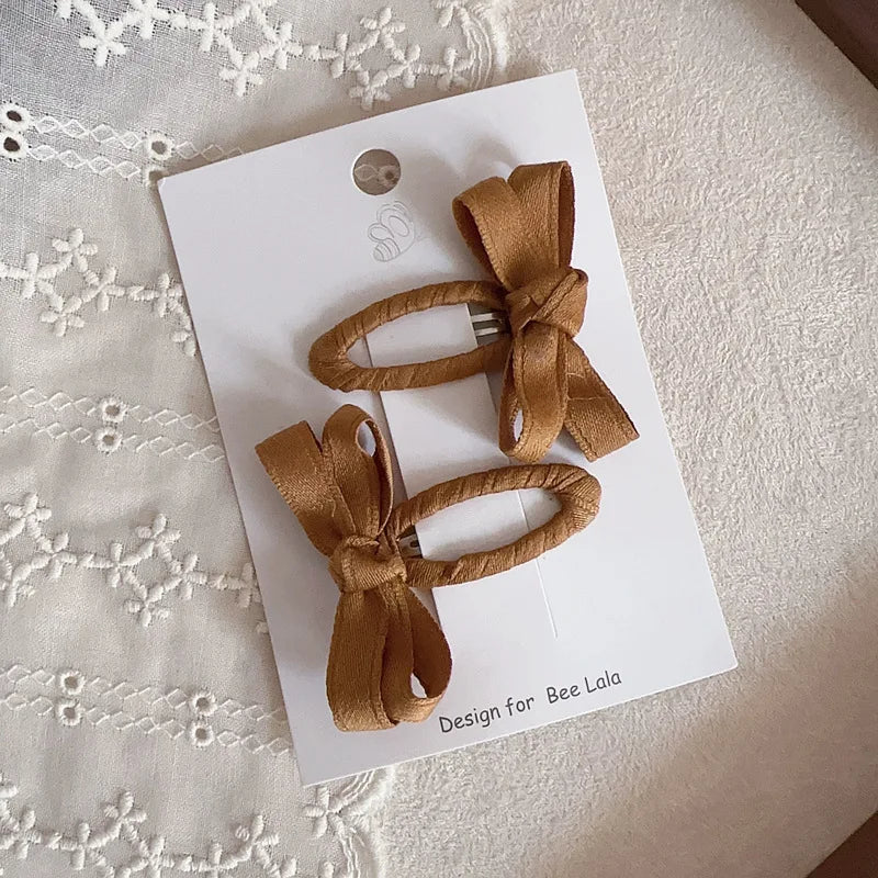 Belt Bow Baby Hair Clip for Girl Sweet Fashion Solid Color Leaf Series Barrettes for Toddler Cute BB Clip Kids Hair Accessories