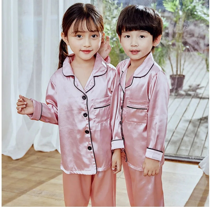 New Lapel Printed set Long-Sleeved Pajamas Set Girls Bear Cartoon Children's Home Wear Toddler Boy Pyjamas Pjs for Kids