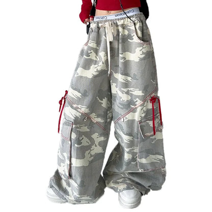 Girls' camouflage pants trendy wide leg pants spring&autumn New fashion big children's Korean version work pants Kids trousers