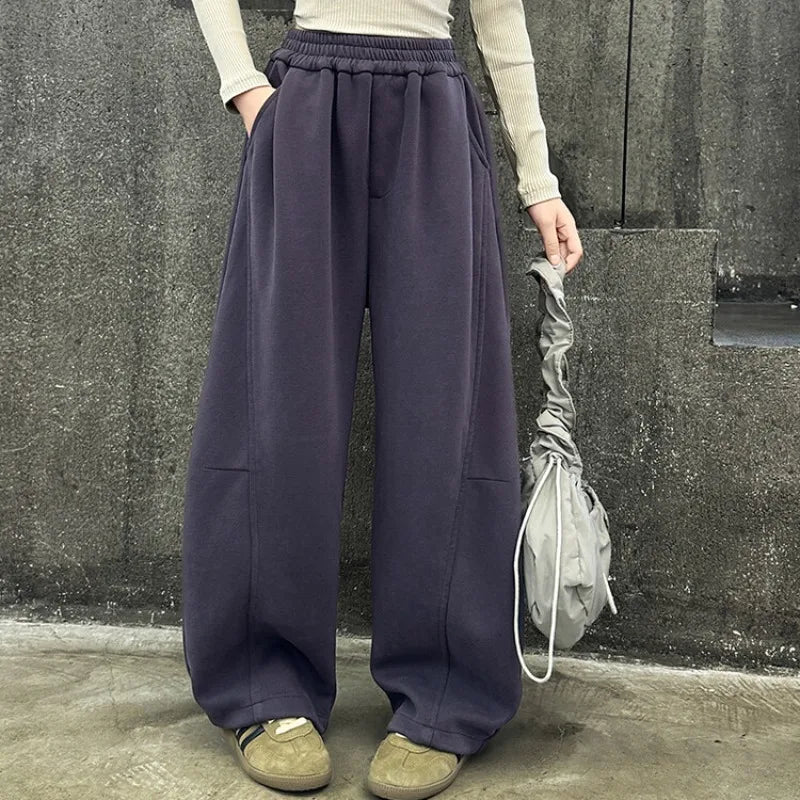 2026 New Girls Wide-Leg Pants Trendy Stylish Straight Trousers for Kids Comfortable Spring Casual Wear Teen Pants 8 10 12 Years