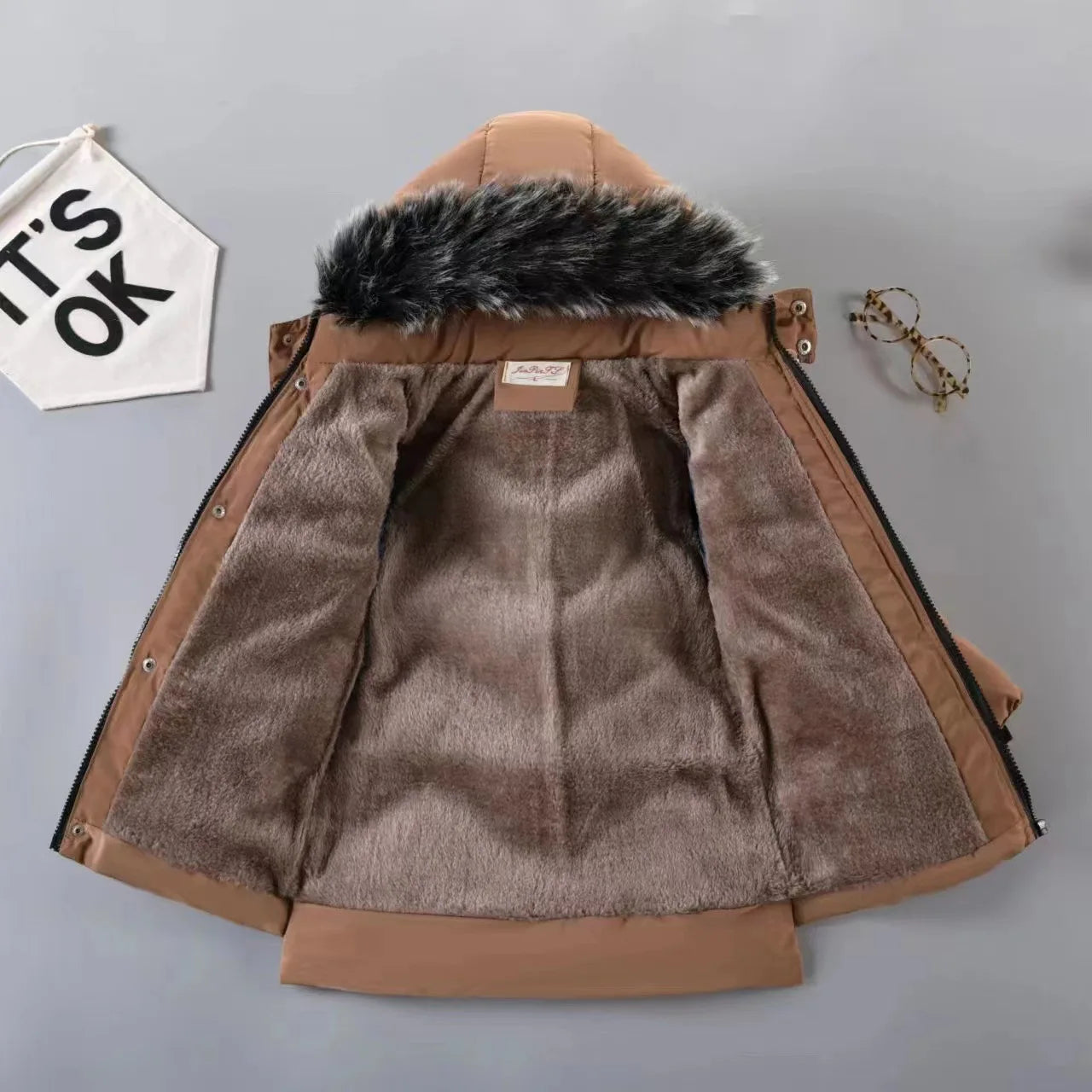 2025 Casual Hoodies Kids Coats Children's Down Jacket Kids Fur Collar Thickened Boys Girls Warm Fashion Jacket Long Sleeve Coat