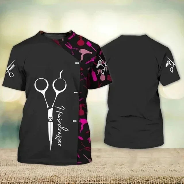 New Barber Hairdresser T-shirts Women Uniforms Clothing Salon Barberia Men's Shirt Groomer Beautician Beauty Professional Tees
