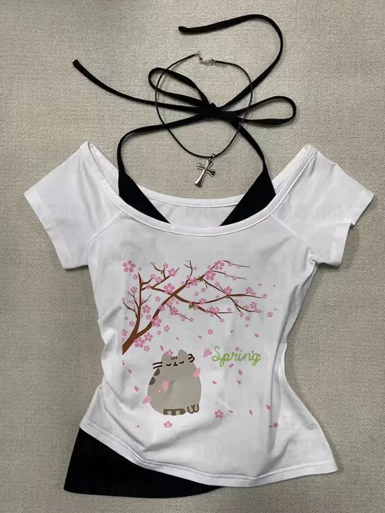 2000s Kawaii Girls Slim Tops Streetwear Gothic Fit Tank Tops Vintage Gothic Graphic Women Summer Baby Tank Aesthetic Retro Vest