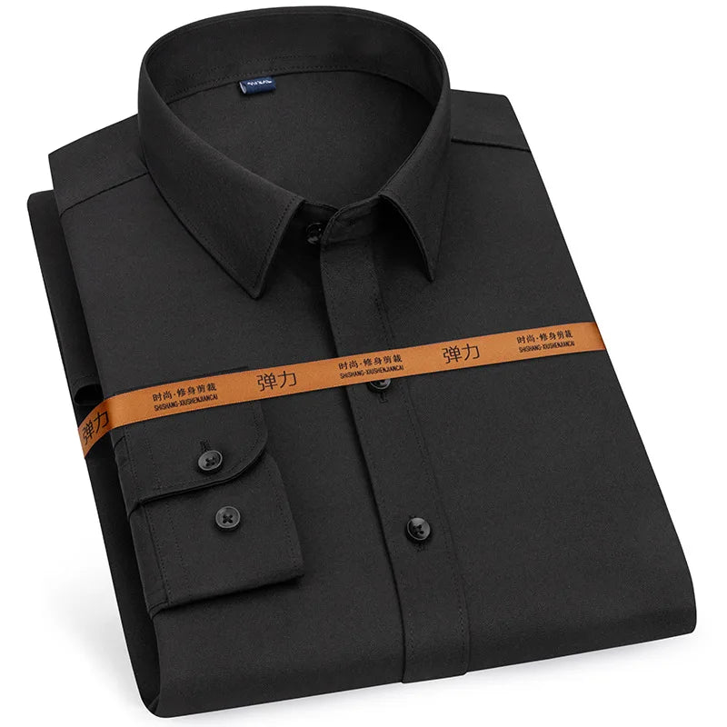 New men's dress shirt long sleeve thin free ironing business casual slim-fit fashion breathable high quality solid color