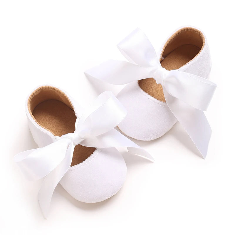 Girls' Princess Baby Shoes Cute Bow Flat Bottom Walking Children's Shoes First Step Newborn Baby Comfortable Soft Sole Footwear