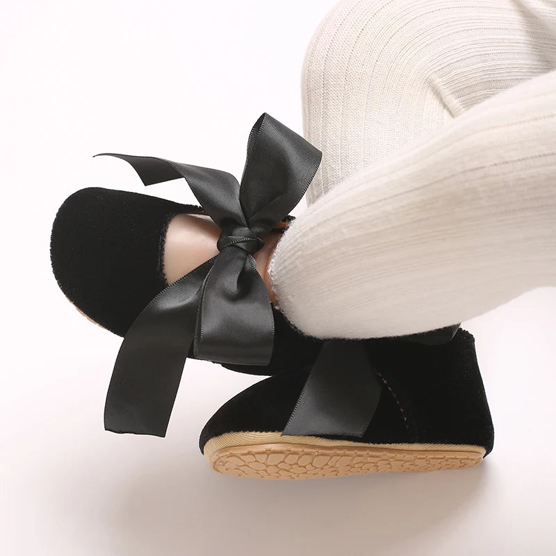 Girls' Princess Baby Shoes Cute Bow Flat Bottom Walking Children's Shoes First Step Newborn Baby Comfortable Soft Sole Footwear