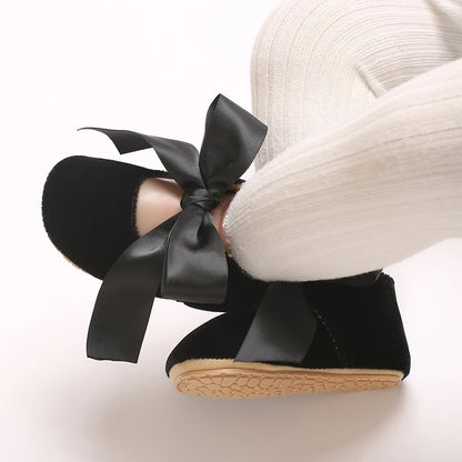 Girls' Princess Baby Shoes Cute Bow Flat Bottom Walking Children's Shoes First Step Newborn Baby Comfortable Soft Sole Footwear