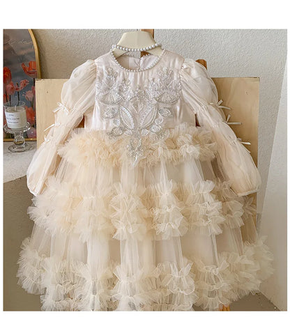 Baby Girls Clothing 2025 Autumn and Winter New Item Beautiful Dress Solid Color Pretty for Little Girls