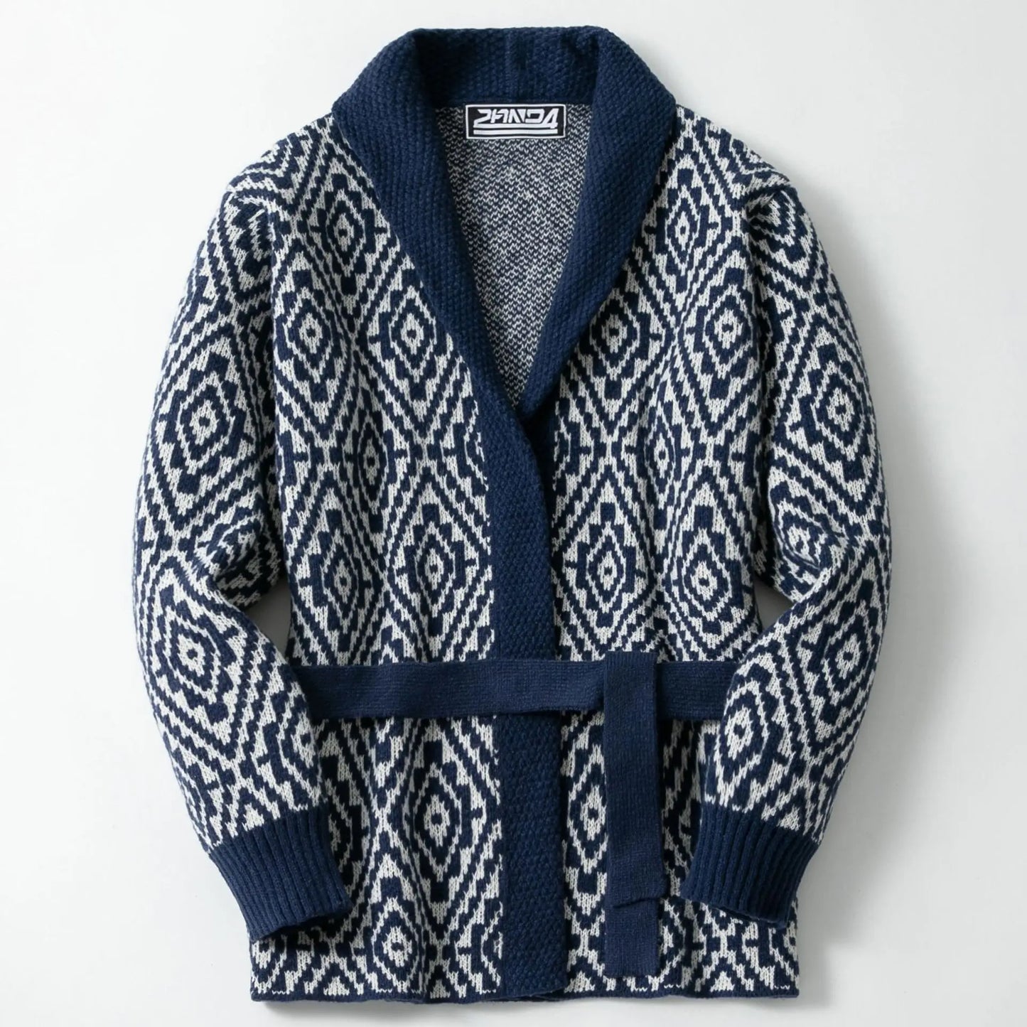 Men Sweaters Vintage Striped Thicken Knitted Buttons Lace-up Cardigan Sweaters Fashion Jacquard Mid-length Sweater Coats for Men