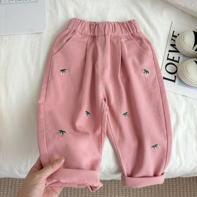 Girls pants Spring and Autumn new Western Children's baby beige casual pants Cotton girls  trousers Fashion