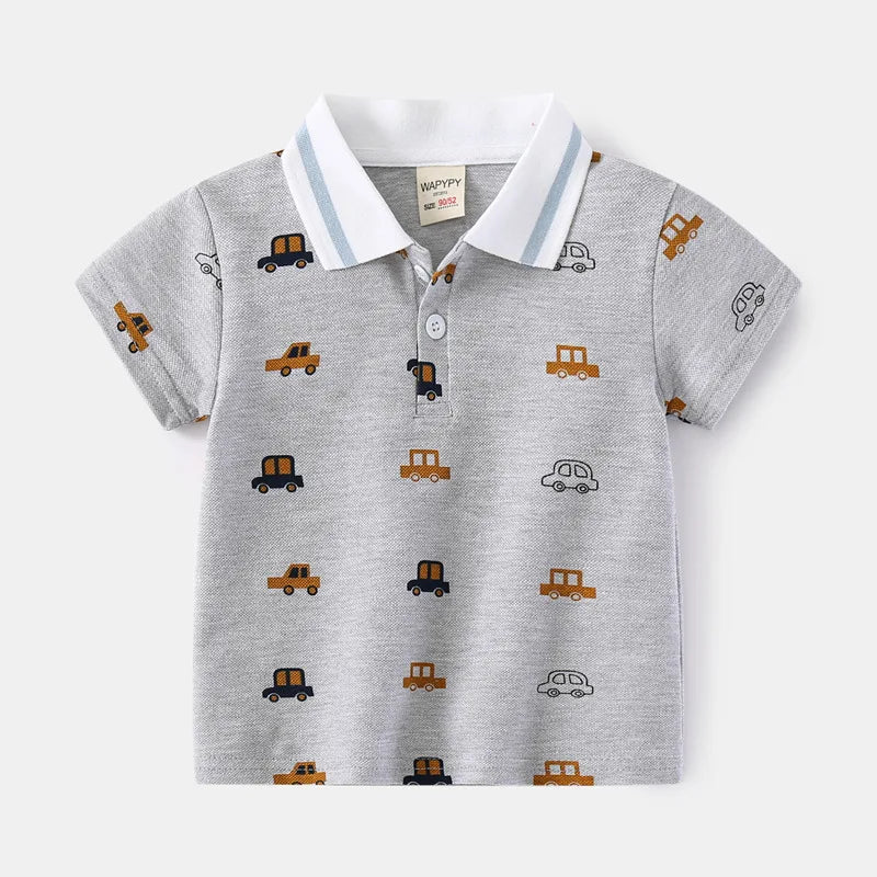 Baby Boy Clothes Summer Short Sleeve Children's Polo Shirts Toddler Kids Cotton T-shirts Boys Lapel Cartoon Tees Kids Sport Tops