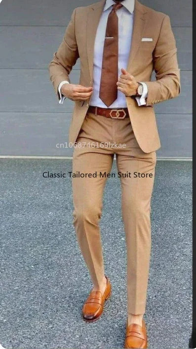 Men's Suit 2 Piece Suit   Jacket Pants Formal Wedding Tuxedo Groom Clothes Custom Color Blazer XS-5XL