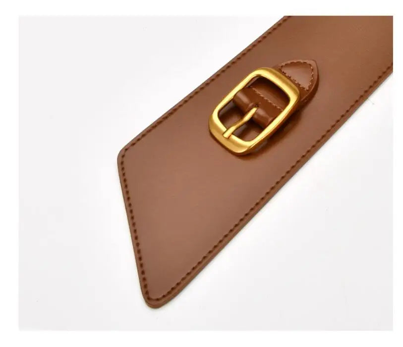 Fashion Belts for Women Leather Waistbands Gold Square Pin Buckle Cummerbunds HOT Body Corset Cummerbund Female Wide Soft Belt