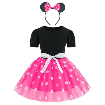 Baby Girl Dress for 1-8Yrs Children Summer Clothes Kids Cute Mouse Polka Dot Dress Girls Birthday Party Christmas Costume