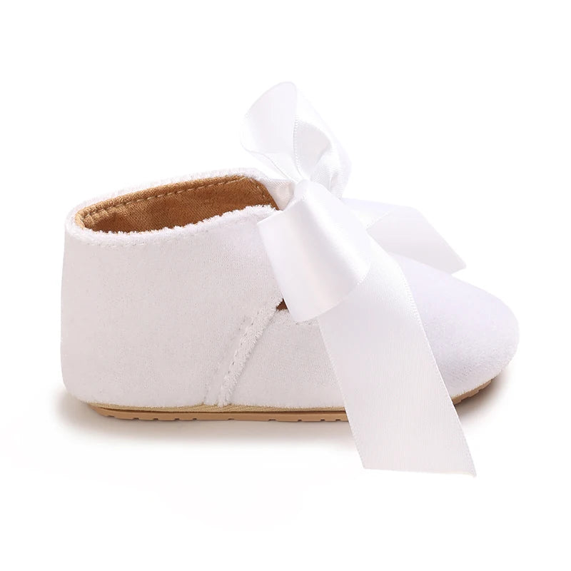 Girls' Princess Baby Shoes Cute Bow Flat Bottom Walking Children's Shoes First Step Newborn Baby Comfortable Soft Sole Footwear