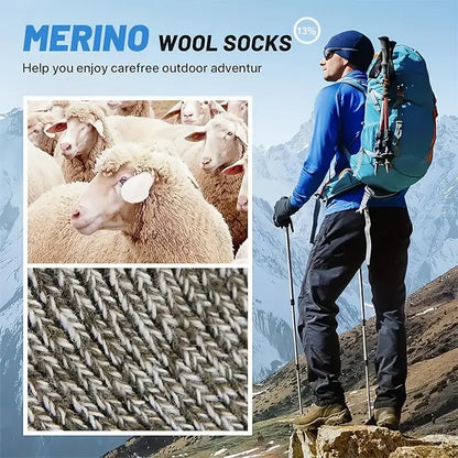 5 Pairs Merino Wool Socks for Man Women , Super Thick Hiking Sock Men's Thermal Socks for Cold Weather Men Woman Snow Socks
