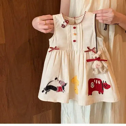 Girls' Vacation Dress 2025 New Summer Style Fashionable Dress for Children and Baby Girls, Cute Vest Dress