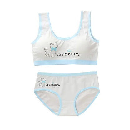 Teen Girls Bra Underpants Set Pure Cotton Puberty Underwear Vest Teenage Children's Bra Cotton Summer M6006TZ