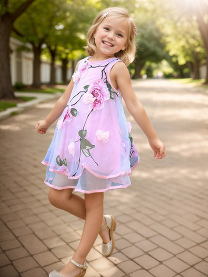 Girls Flower Bohemian Summer Dress ChildKids Girl Beach Dresses Chiffon Dresses Floral Teenager Girl's Clothes 6 8 10 12 14 Year