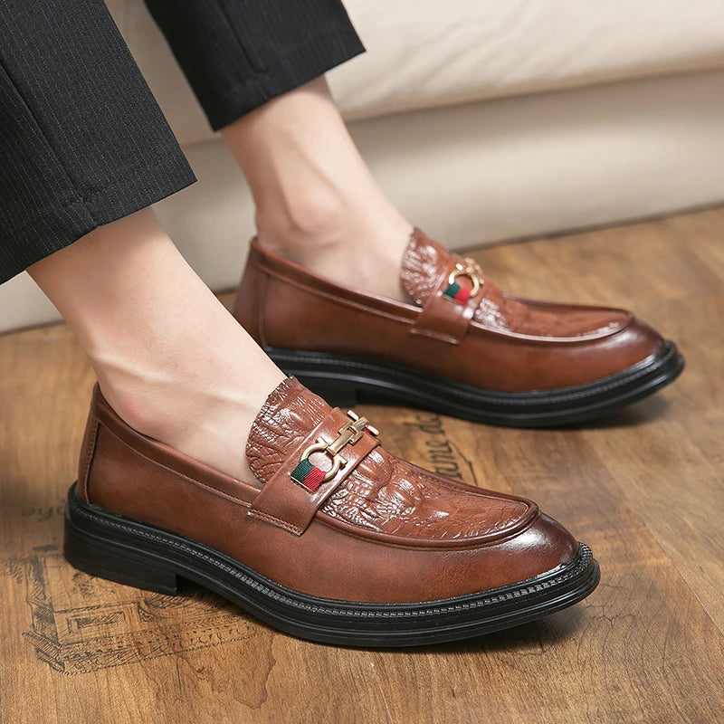 Men's Dress Shoes Formal Designer Comfortable Embossed Leather Luxury Wedding Italian Male Casual Business Shoes for Men Loafers