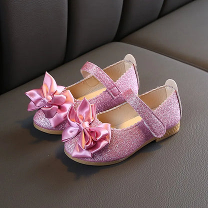 Girls Shoes Fashion Sequin Kids Princess Shoe Bow Shallow Single Shoe Soft Sole Children Flats Toddler Party Wedding Shoes Туфли