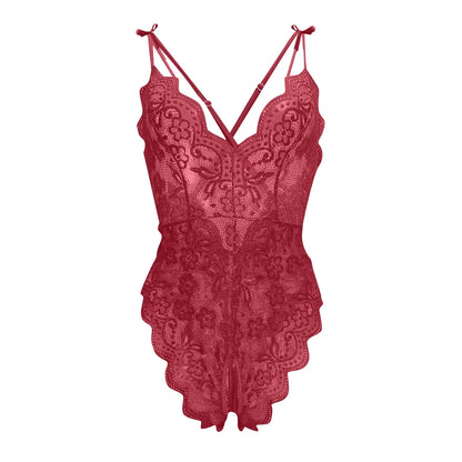 Women Lingerie Short Lightweight Nightgown Flower Lace Underwear Babydoll V Neck Sleepwear Strap Chemise, Add Female Charm