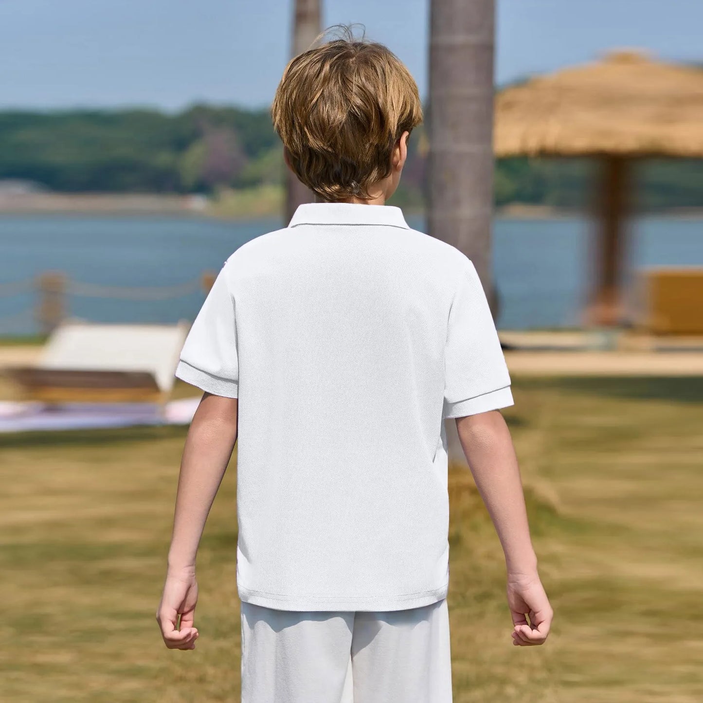 Boys Casual Polo Shirts Short Sleeve Lapel Shirt Short Sleeve Athletic Tee School Uniform Shirts For Kids 6-11y