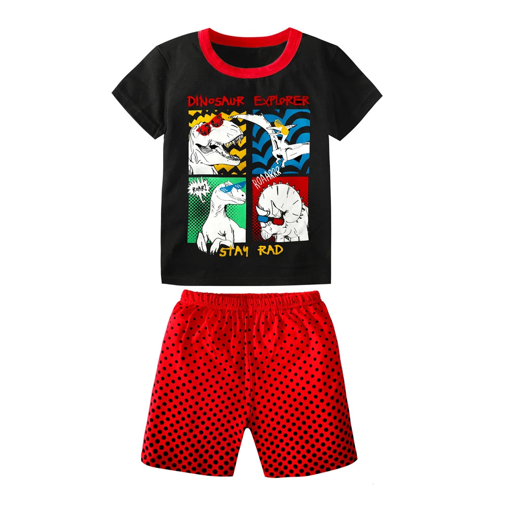 Girls Cool Panda Home Clothes Kids Cartoon Priting Pajamas Children Monster Dinosaur Sleepwear Unicorn Pijama For 2-12 Years