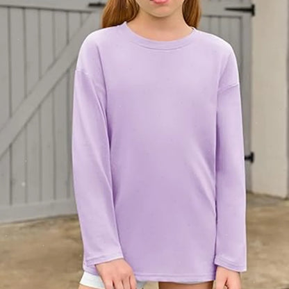 Girls Boys Long Sleeve T-Shirts Casual Kids Pure Cotton O-neck Solid Tee Tops Spring Blouse T Shirt for Teens Girl Clothes 3-14Y