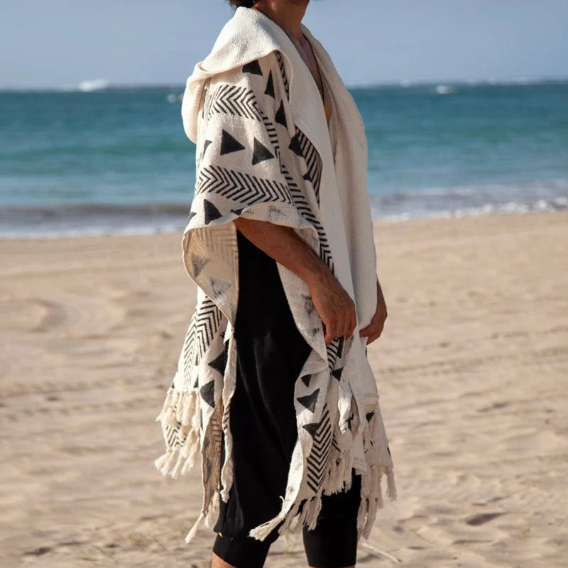 Vacation Seaside Beach Casual Loose Mens Robes Summer Outdoor Leisure Breathable Sunproof Cloaks Men Ethnic Printed Cardigans