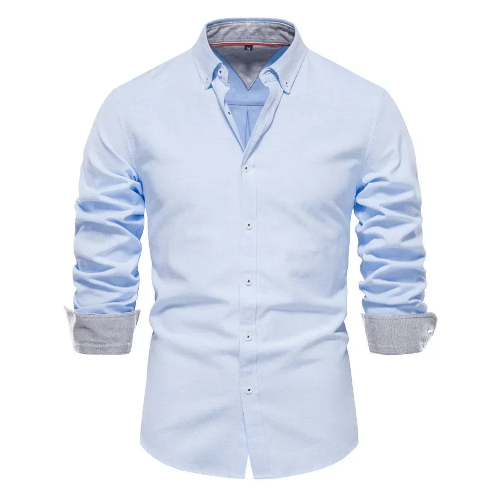 2026 Men's Fashion Social Shirts Solid Color Lapel Long Sleeve Dress Shirts for Men Formal Business Party Shirts Men's Clothing