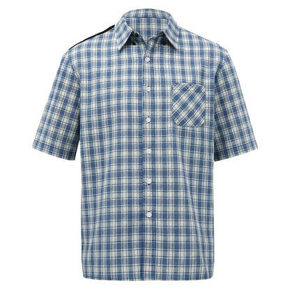 Mens Elderly Adaptive Shirts Tops Open Back with Full Back Overlap Turn-down Collar Long Sleeve Front Button-up Plaid Shirt