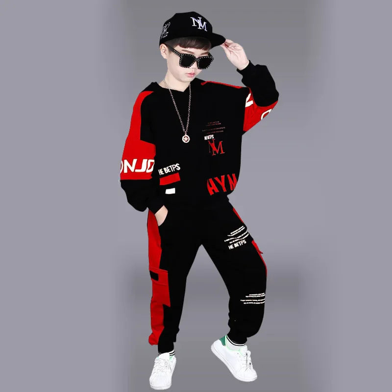 Teen Boy Sets 2025 New Children Spring Fashion Suit New Boys Clothing Set Kids Letter Hoodies+Sports Pants 2 Pcs Outfits