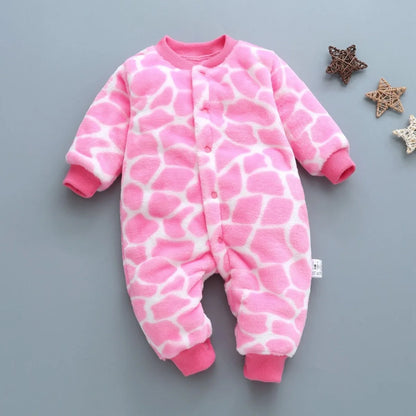 Baby Boy Autumn Winter Warm Pajamas 0-18 Months Infant Girl Flannel Comfortable Jumpsuit Kid Soft Skin-friendly Outwear Romper