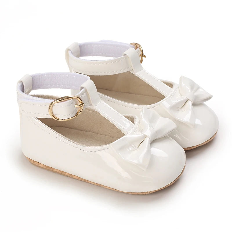 Girls' Princess Shoes Red Shoes Butterfly Bow Shiny Surface Walking Shoes Ladies' Baby Shoes Baby Shoes For Going Out Low
