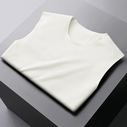 Mens Underwear 37° Heating Fiber Plus Velvet Seamless Vest Men's Winter Slim Warm Bottoming Shirt Men's Speed Thermal Underwear