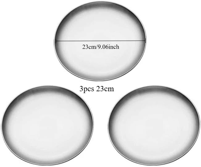 High Quality Gold Silver Tray Stainless Steel Dining Disc Round Bone Spitting Dishes Fruit Meat Dessert Plate Kitchen Tableware