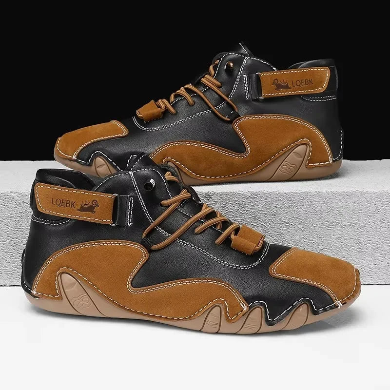 Men's New Leather Design Shoes Lightweight Easy  Comfortable Breathable Suitable Outdoor Cycling Walking  Flat Bottomed Boots