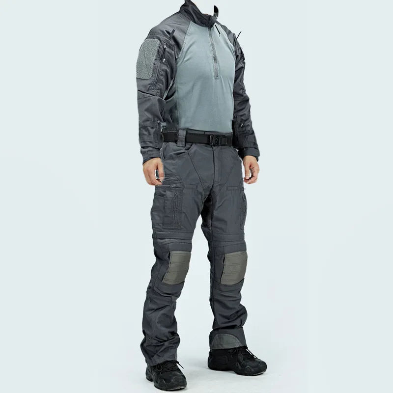 Men Tactical Combat Uniform Suit Multicam Camo Shirt & Pants Set Outdoor Hunting Airsoft Paintball Training Work Clothes