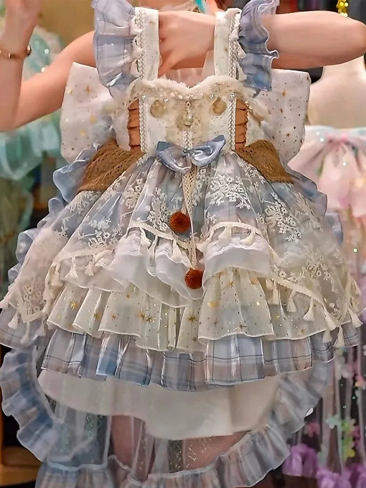 Girls Summer Bohemian Style Lolita Princess Dress 2025 New Birthday Dress Summer Fashion Children Clothing