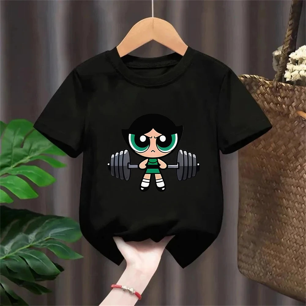 Girls Super Powerful Blouse Training Streetwear T-shirt Kids Shirt Academy Fitness T-shirt
