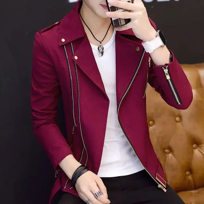 Coats Black Leather Jacket for Men Trendy 2025 Fashion Fashionable Spring Clothes Man Suits and Blazers Menswear Vintage Classic
