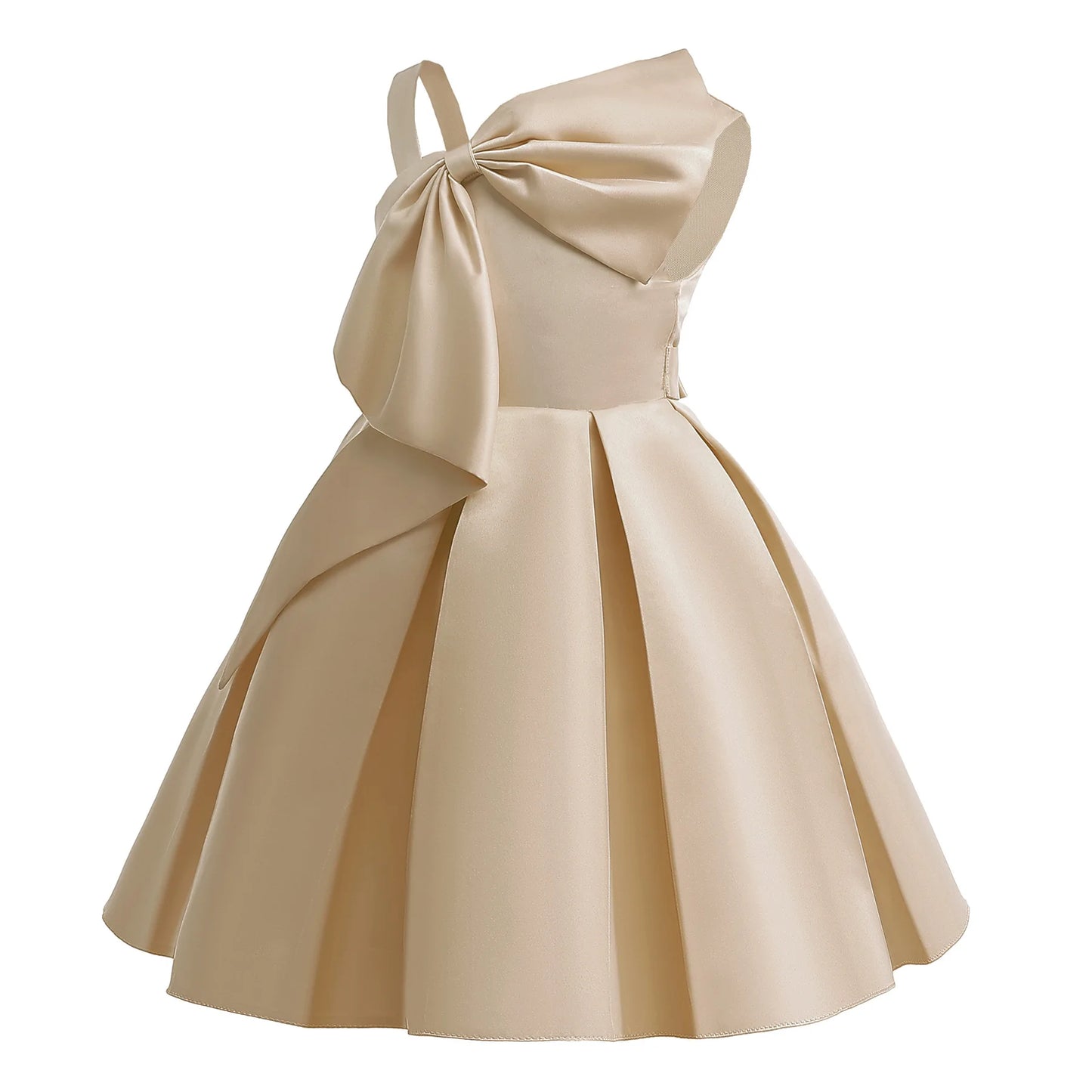 Girls Black Dress Children's Clothing Pink Solid Color Single-Shoulder Dress Fashionable Princess Dress Birthday Evening Dress