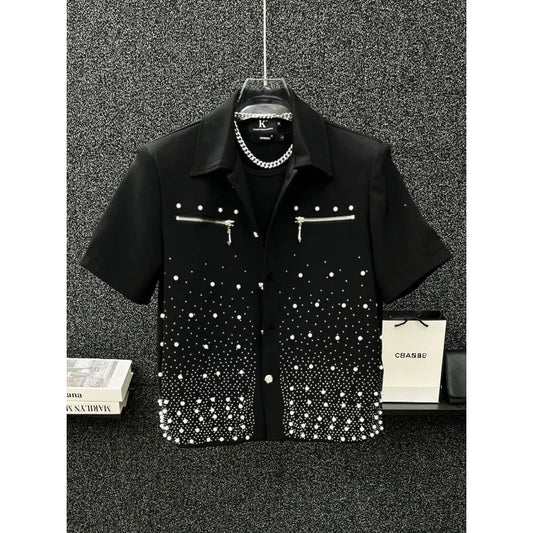 Men's 2025 New Short-sleeved Shirts Fashionable Casual Handsome Personalized Versatile Fashionable Casual and Versatile Tops