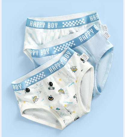 6PCS Kids Cotton Soft Antibacterial Briefs for Boy Thin Breathable Panties Cute Cartoon Print Knickers 3+y Young Child Underwear